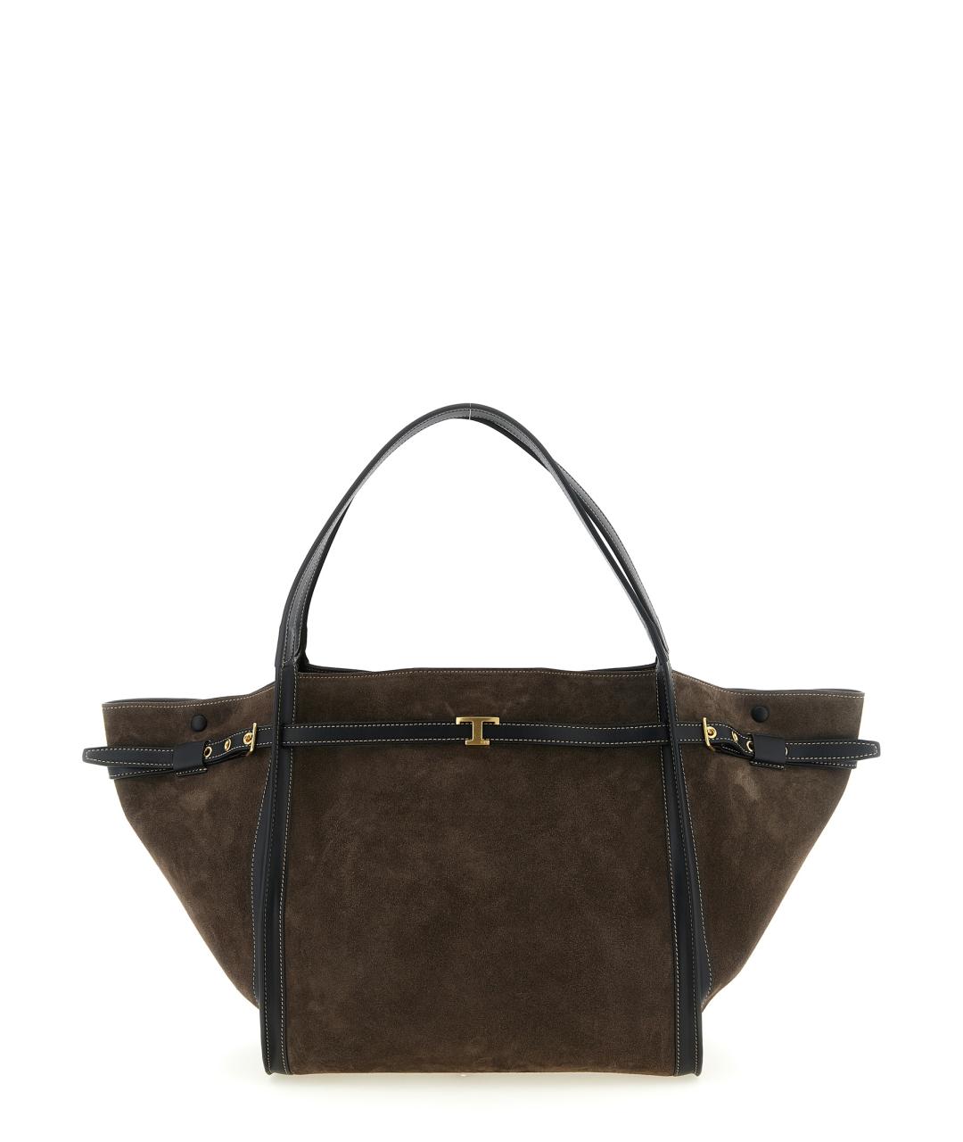 TOD'S Коричневая замшевая сумка тоут, фото 1