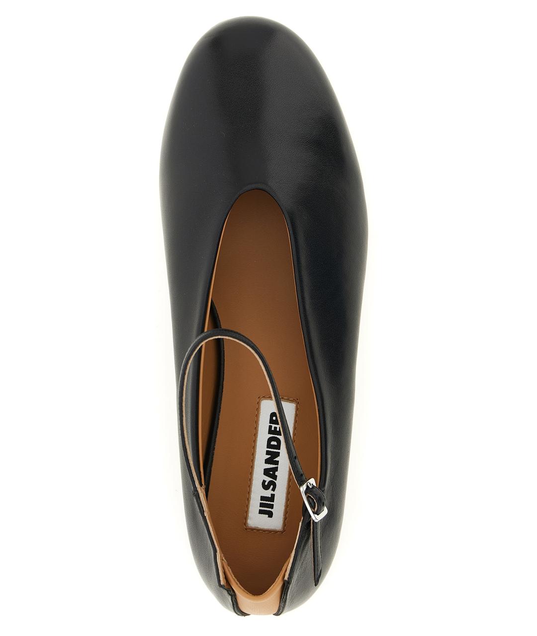 JIL SANDER Черные кожаные балетки, фото 4