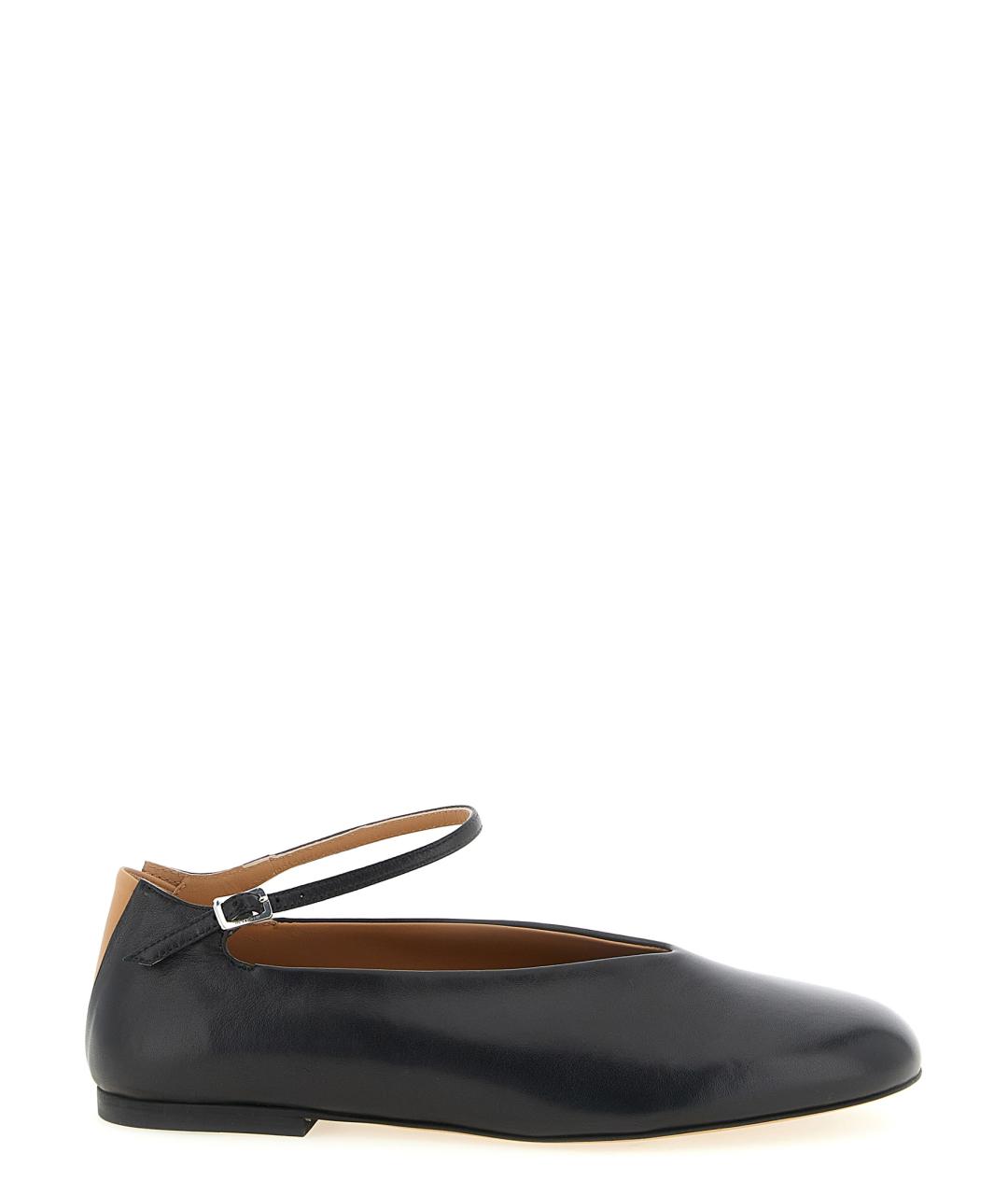 JIL SANDER Черные кожаные балетки, фото 1