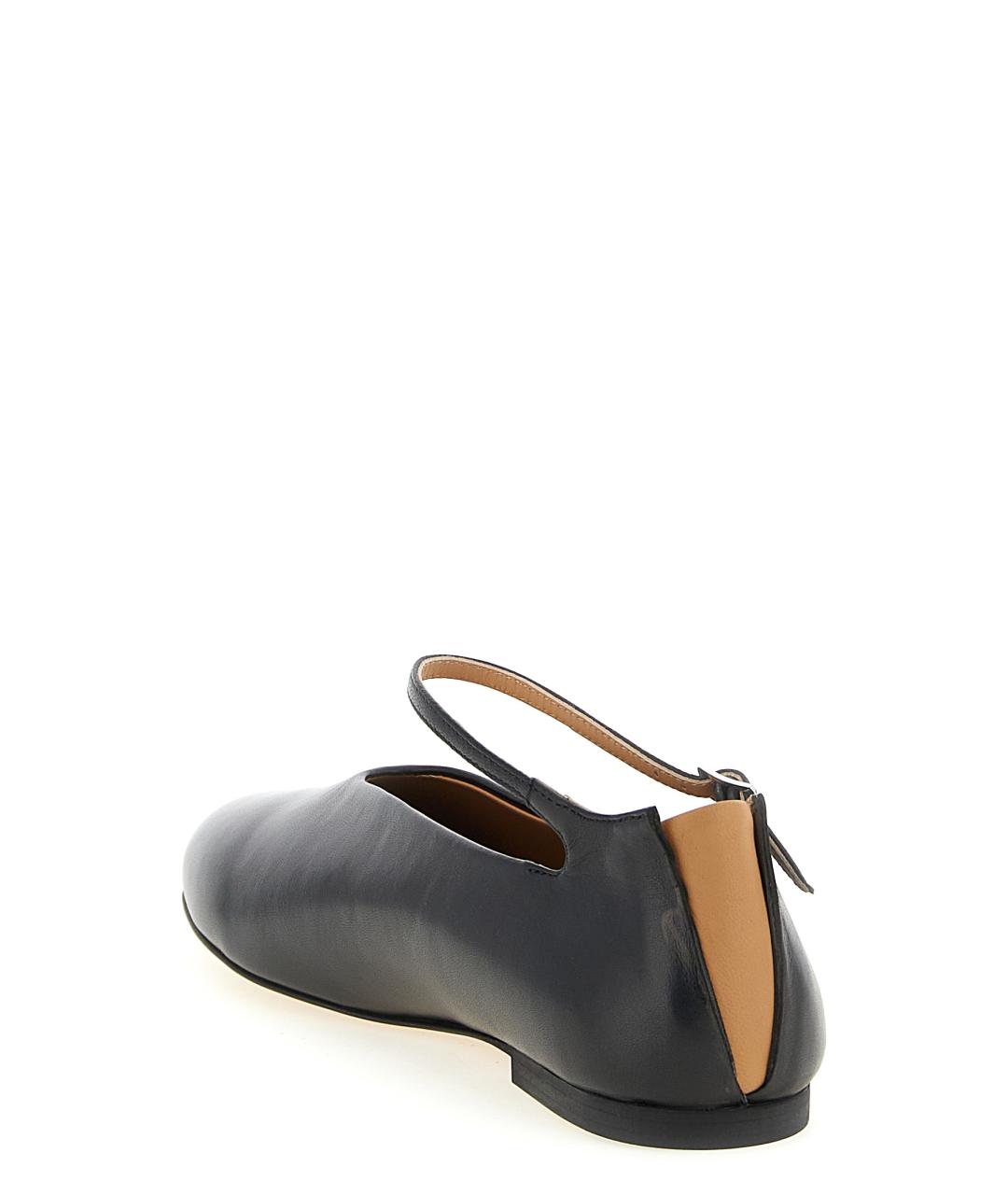 JIL SANDER Черные кожаные балетки, фото 3