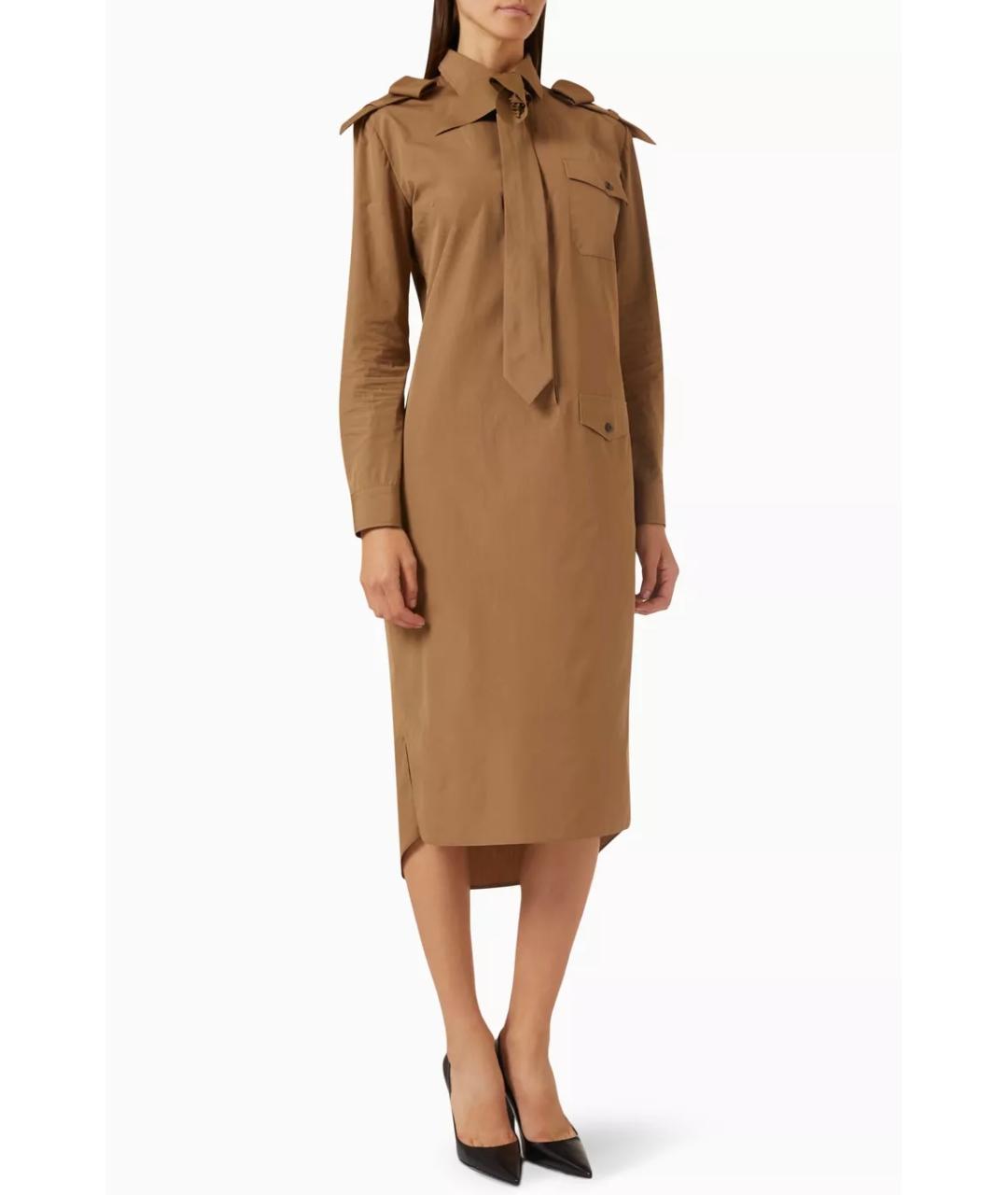 PRADA Бежевое хлопковое коктейльное платье, фото 3