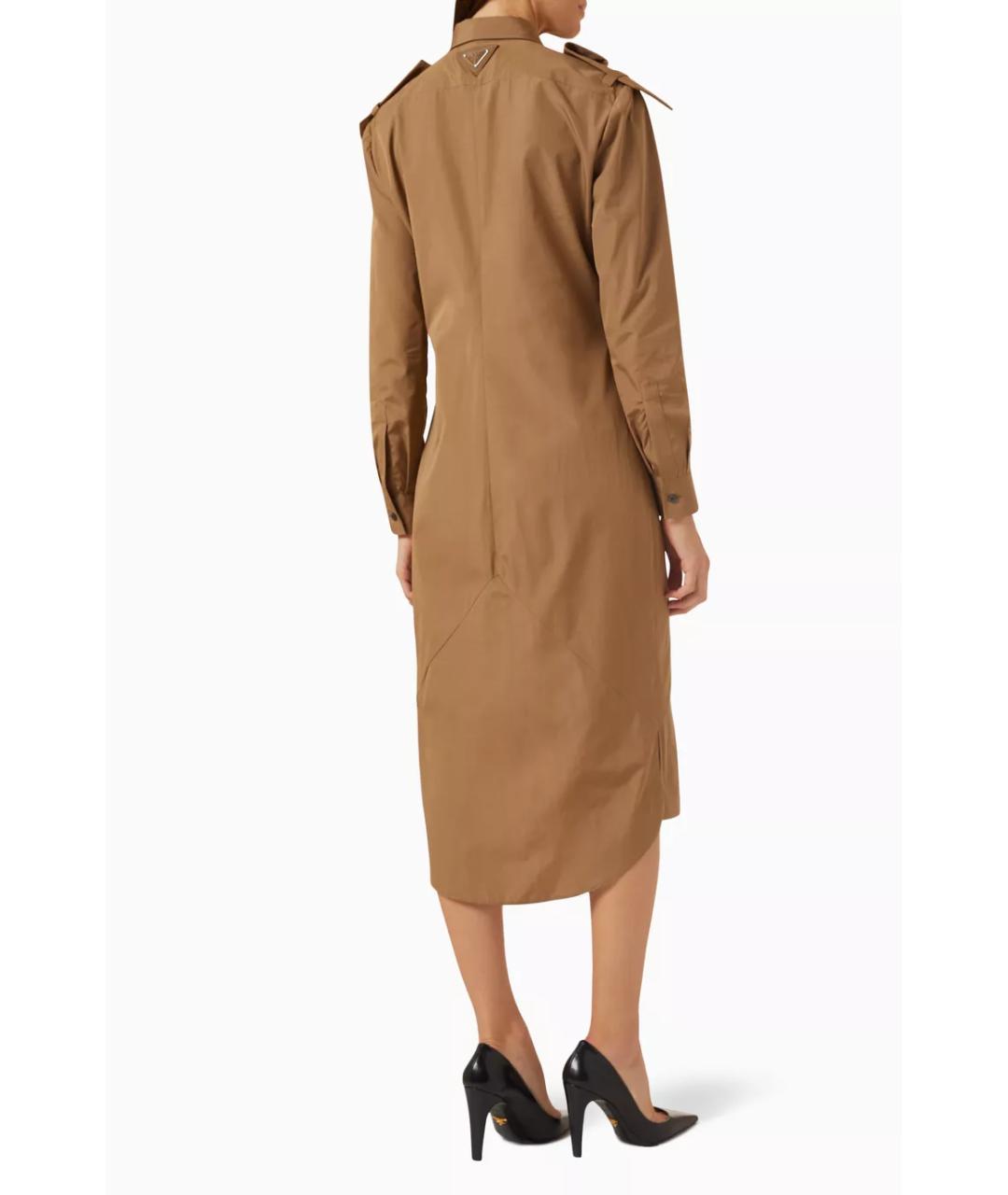 PRADA Бежевое хлопковое коктейльное платье, фото 4