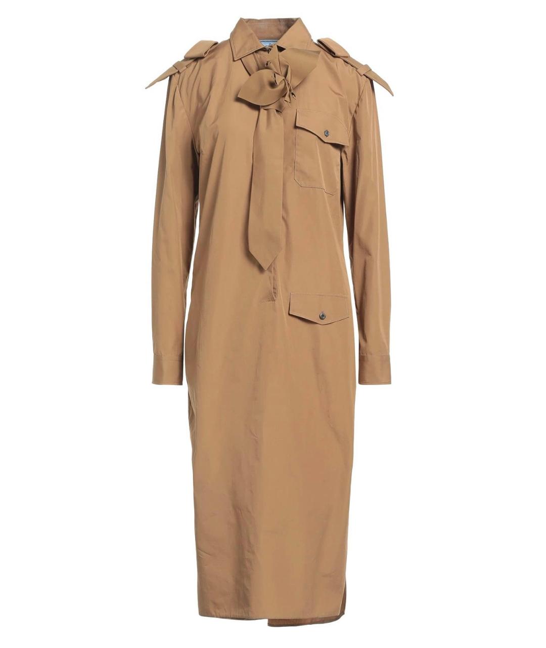 PRADA Бежевое хлопковое коктейльное платье, фото 1