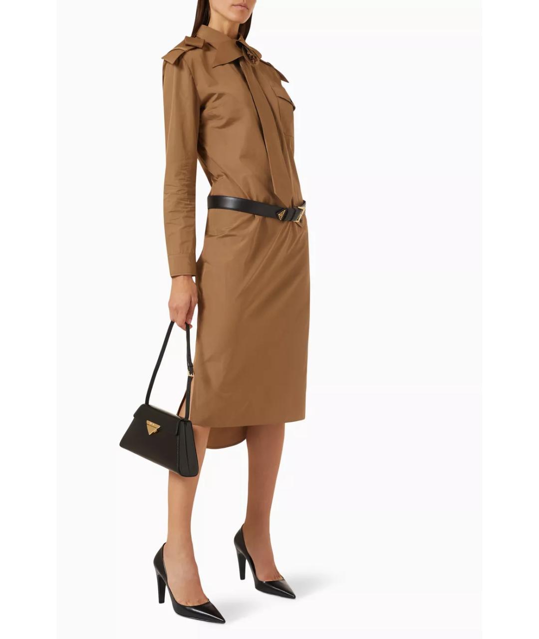 PRADA Бежевое хлопковое коктейльное платье, фото 2