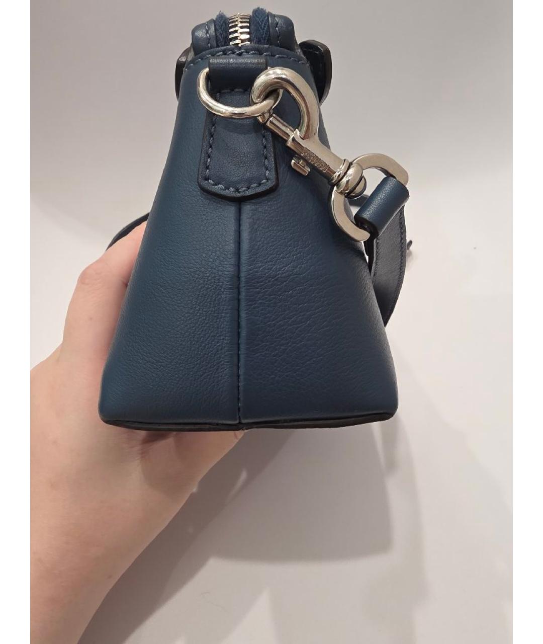 FENDI Темно-синяя кожаная сумка через плечо, фото 5