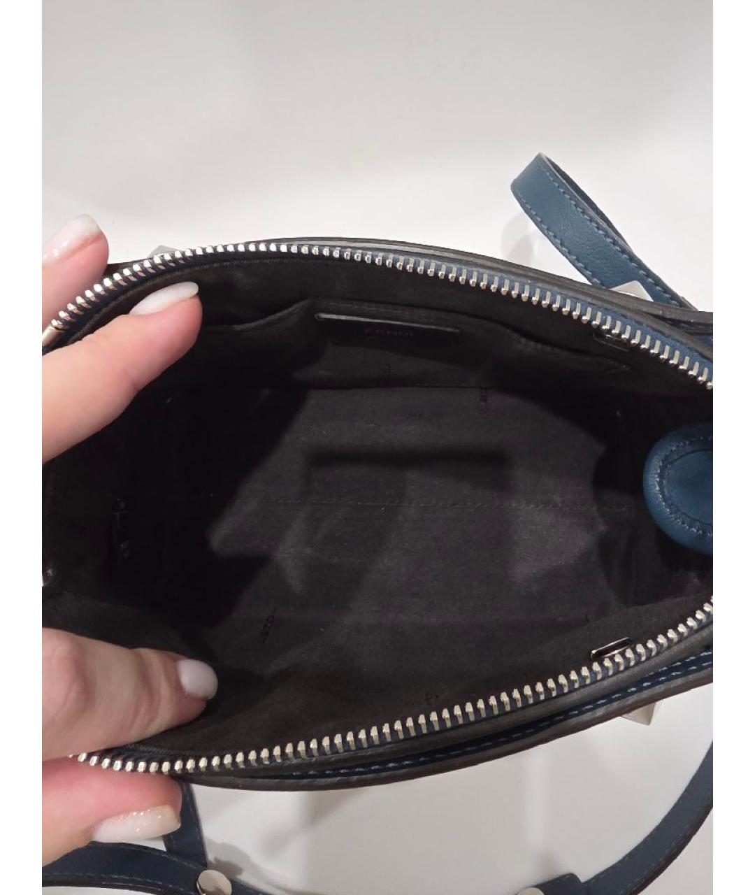 FENDI Темно-синяя кожаная сумка через плечо, фото 4