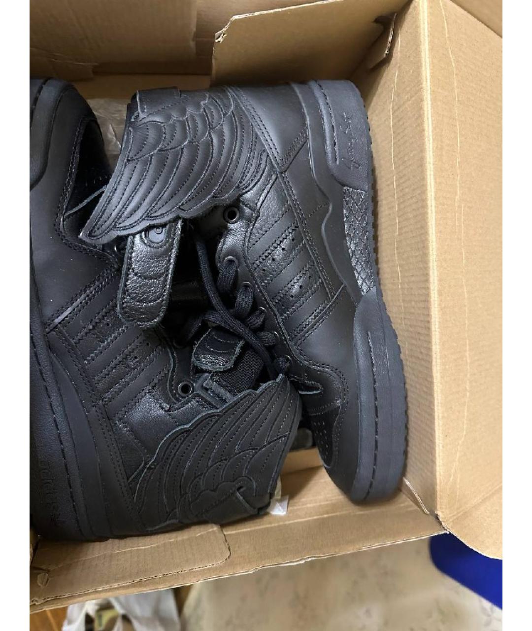 ADIDAS Черные кожаные высокие кроссовки / кеды, фото 4