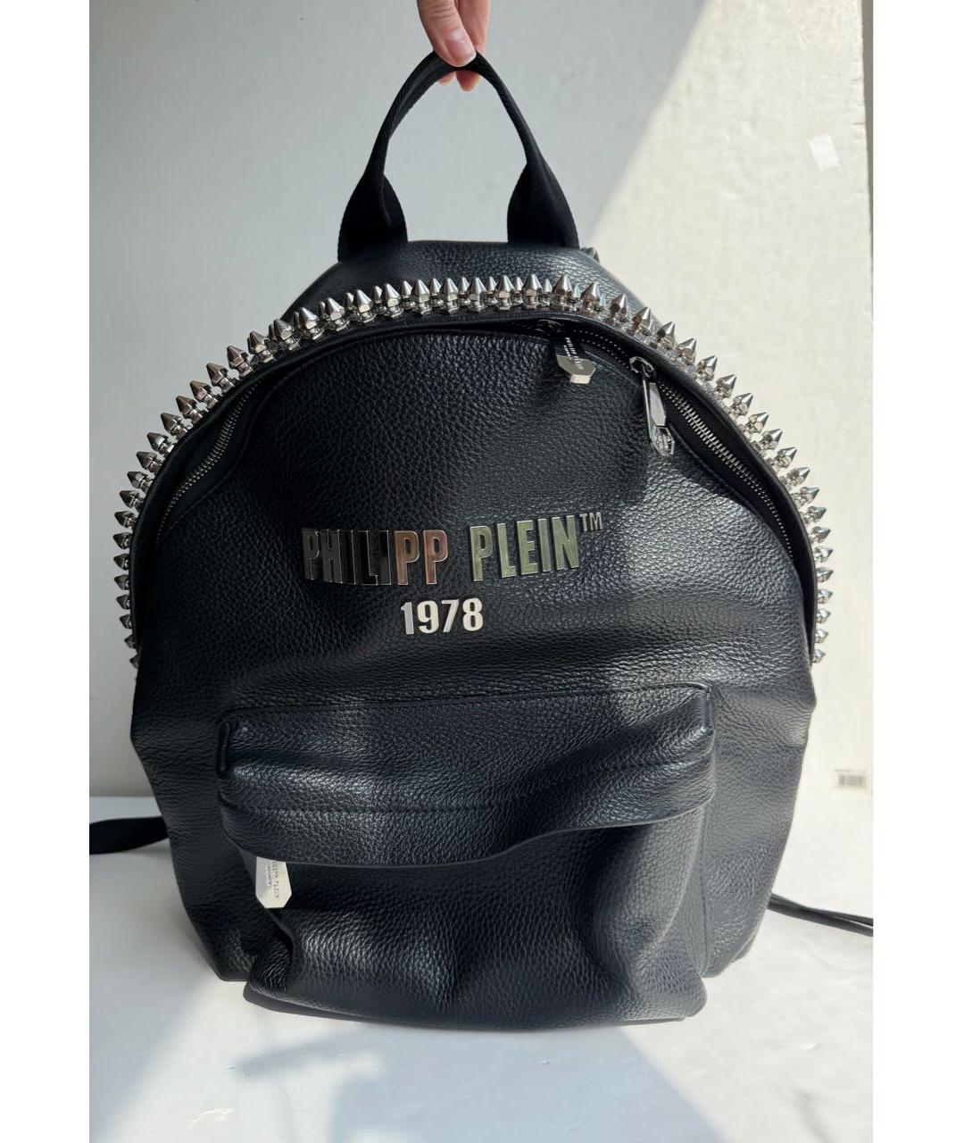 PHILIPP PLEIN Черный кожаный рюкзак, фото 2
