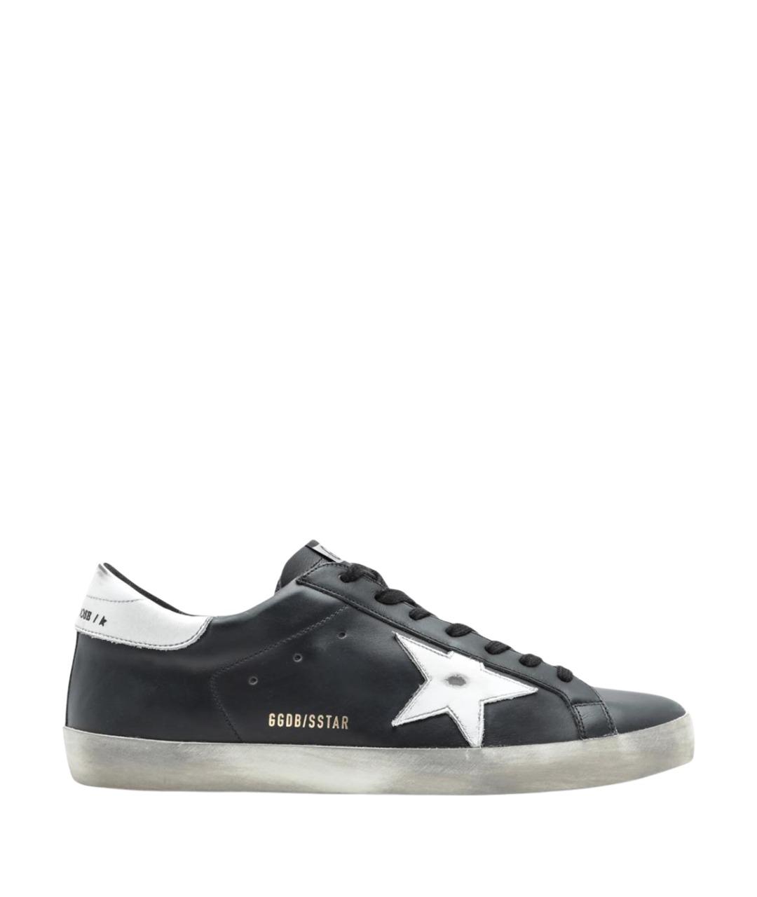 GOLDEN GOOSE Черные кожаные низкие кроссовки / кеды, фото 1
