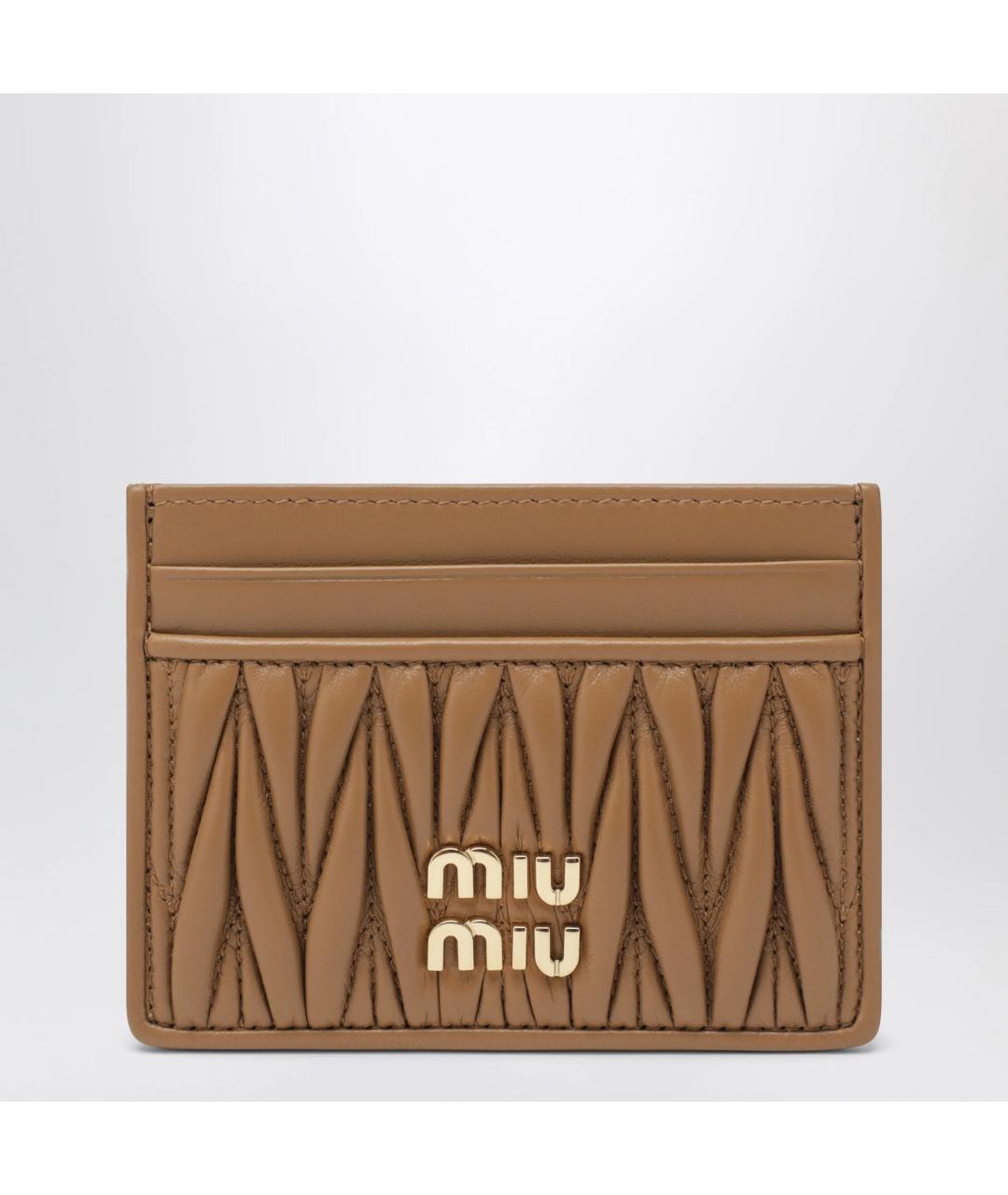 MIU MIU Бежевый кожаный кардхолдер, фото 3