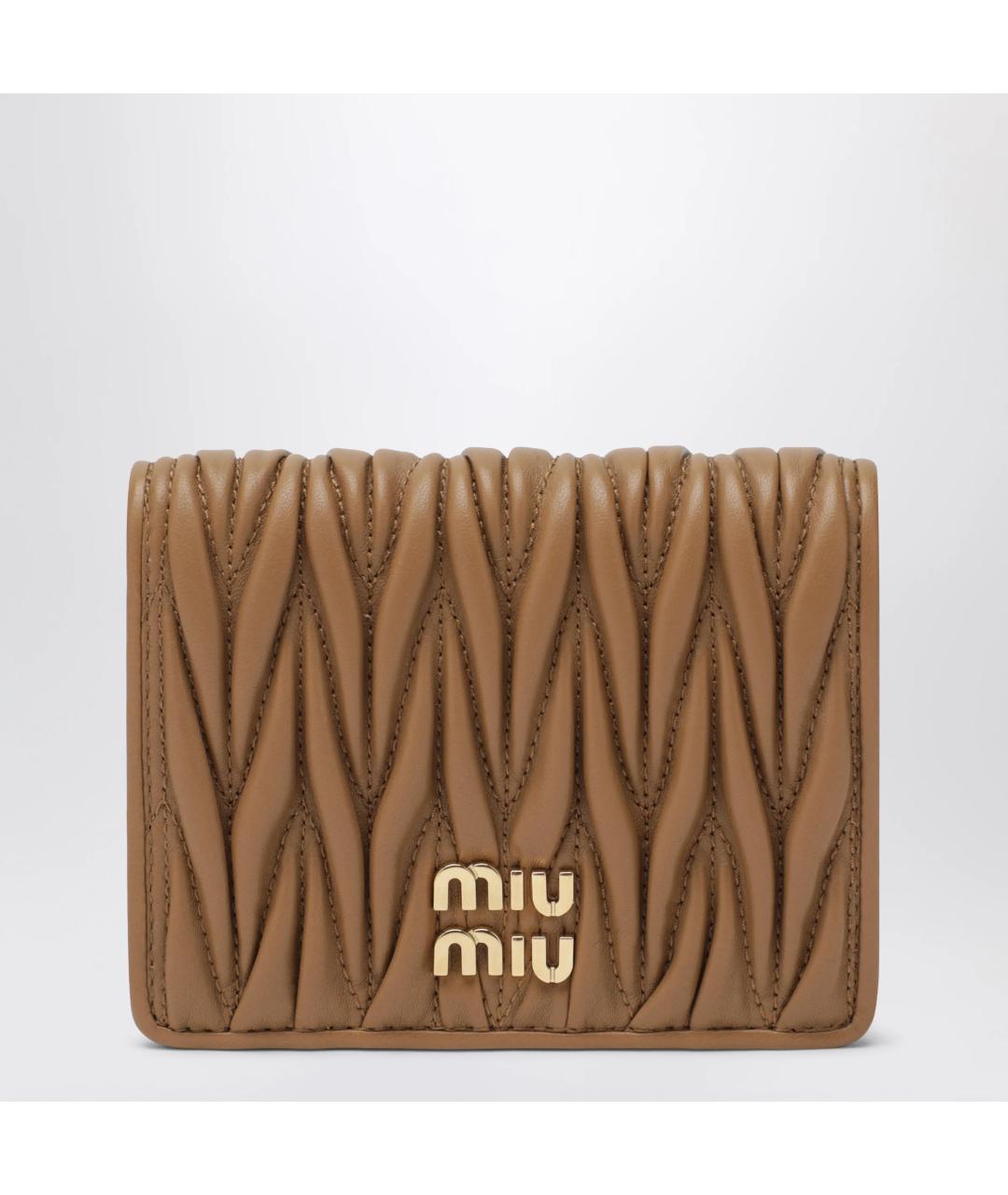 MIU MIU Бежевый кожаный кошелек, фото 3