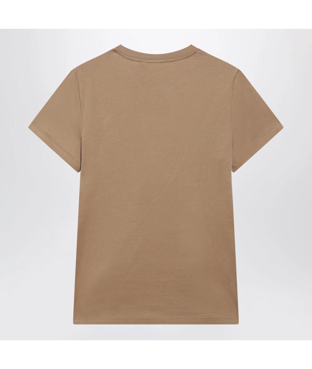 MAX MARA Коричневая хлопковая футболка, фото 2