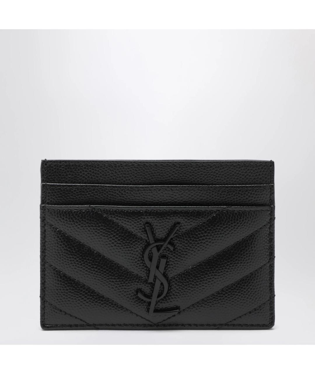 SAINT LAURENT Черный кожаный кардхолдер, фото 3