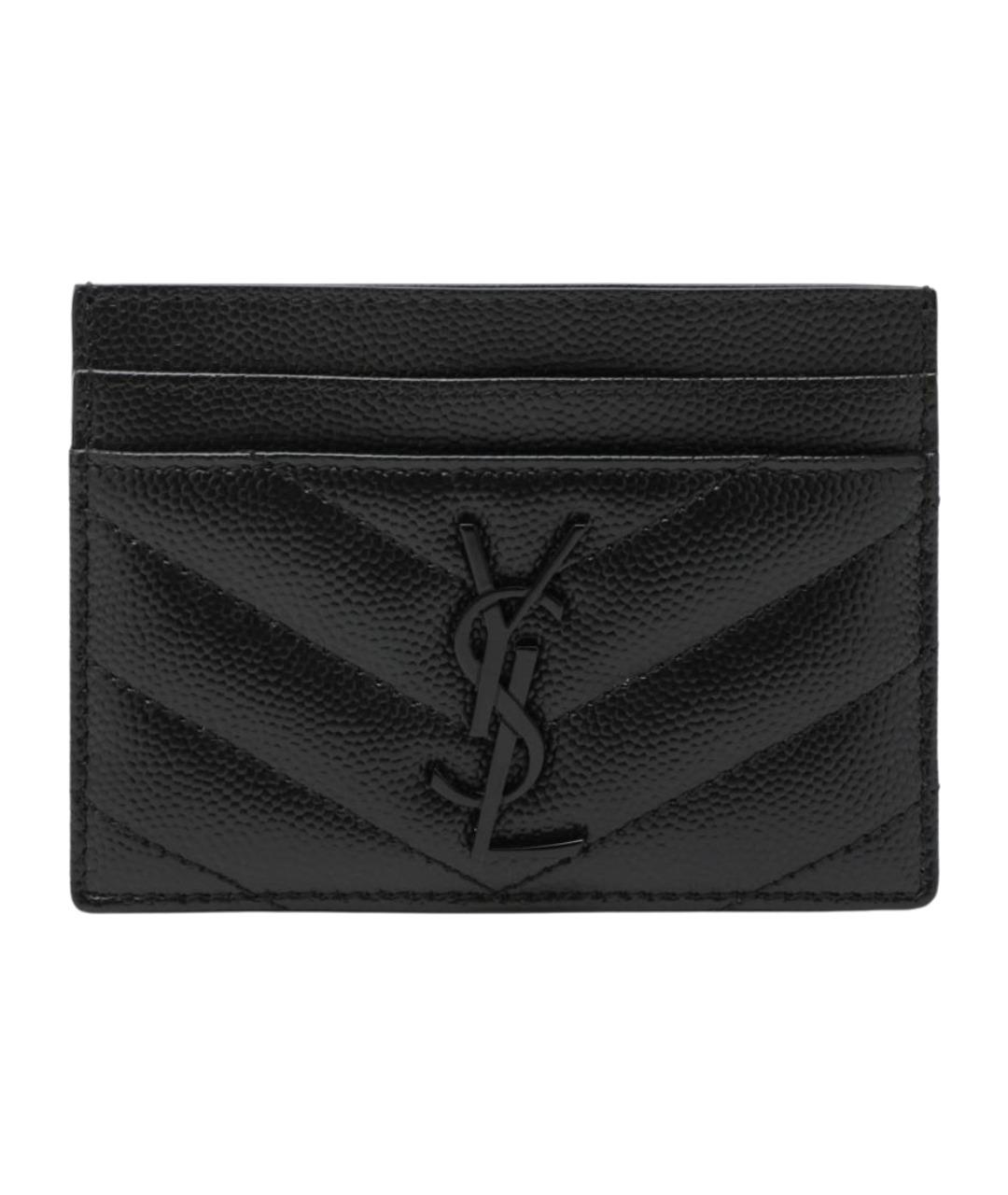 SAINT LAURENT Черный кожаный кардхолдер, фото 1