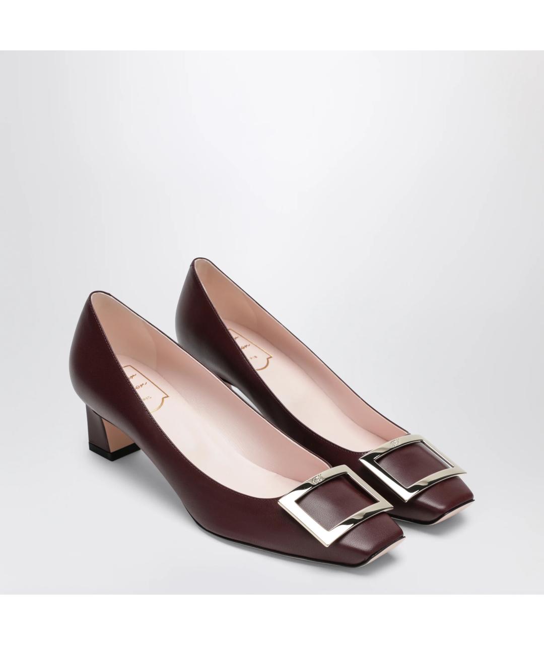 ROGER VIVIER Бордовые кожаные туфли, фото 2