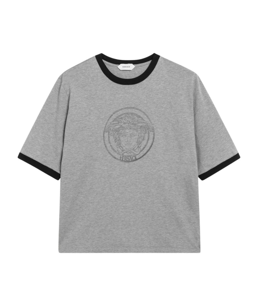 VERSACE Серая хлопковая футболка, фото 1