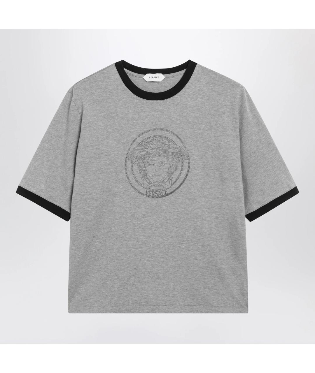 VERSACE Серая хлопковая футболка, фото 3