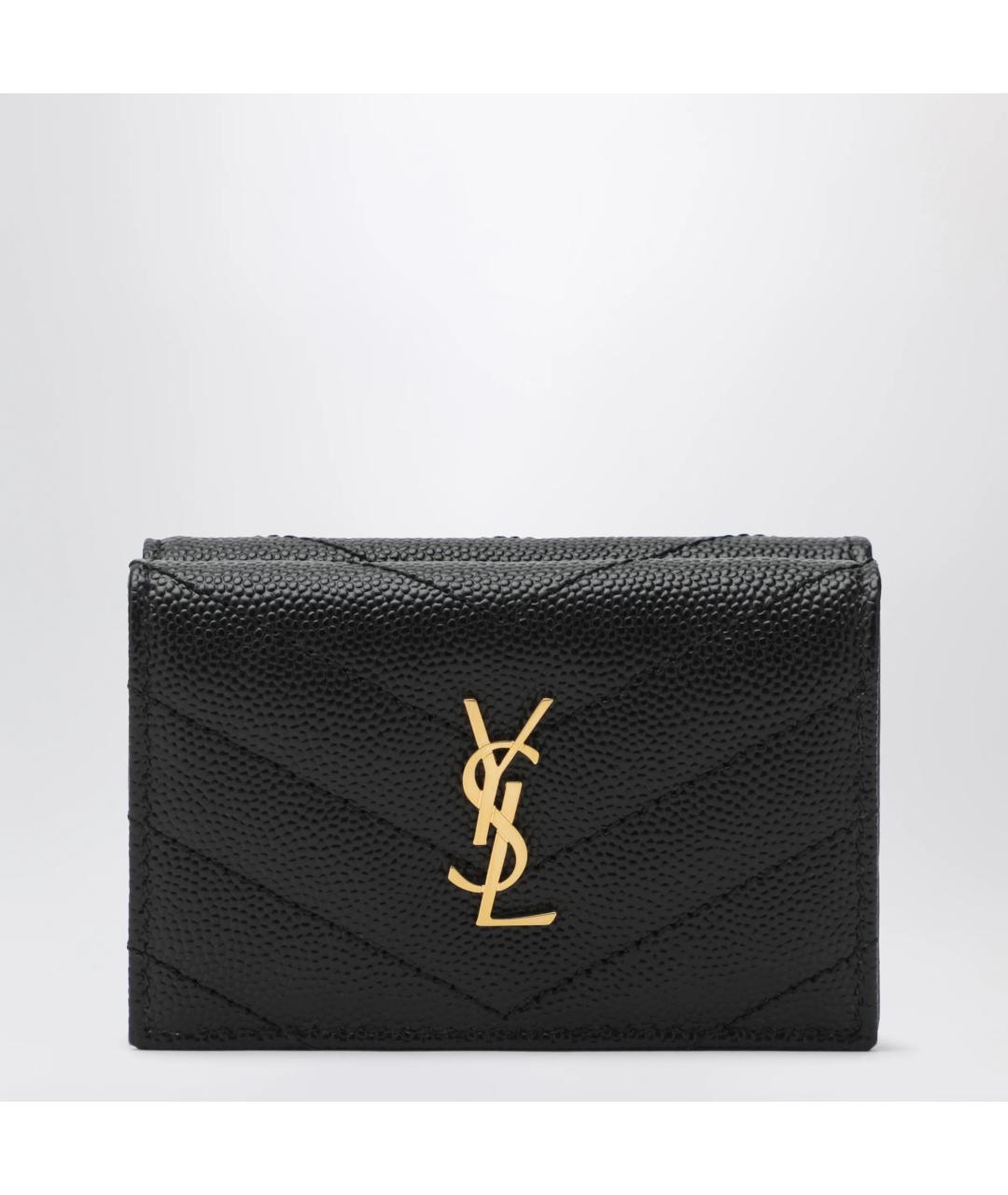 SAINT LAURENT Черный кожаный кошелек, фото 3