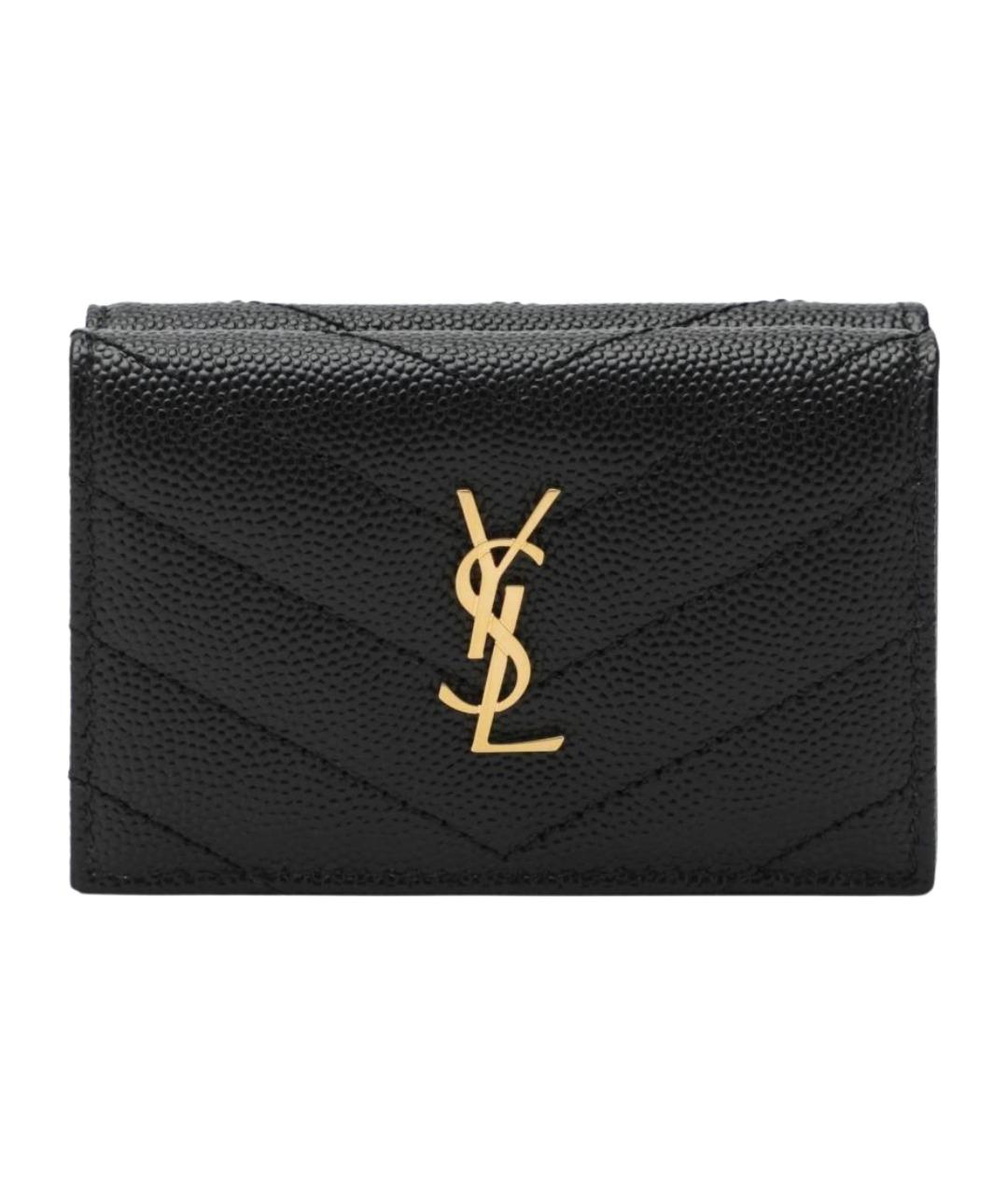 SAINT LAURENT Черный кожаный кошелек, фото 1