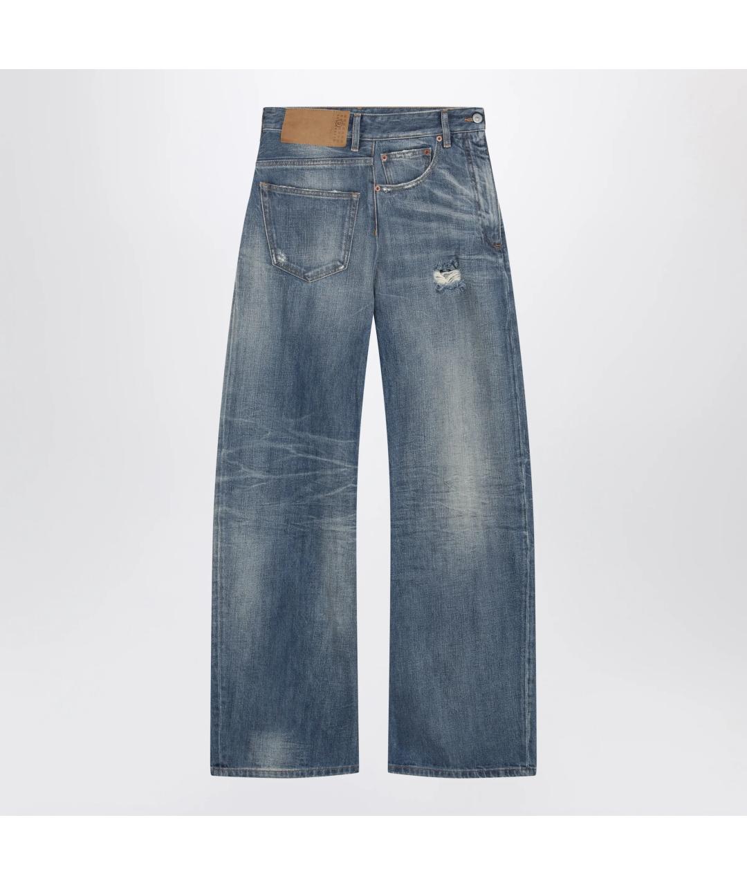 MM6 MAISON MARGIELA Синие хлопковые прямые джинсы, фото 3