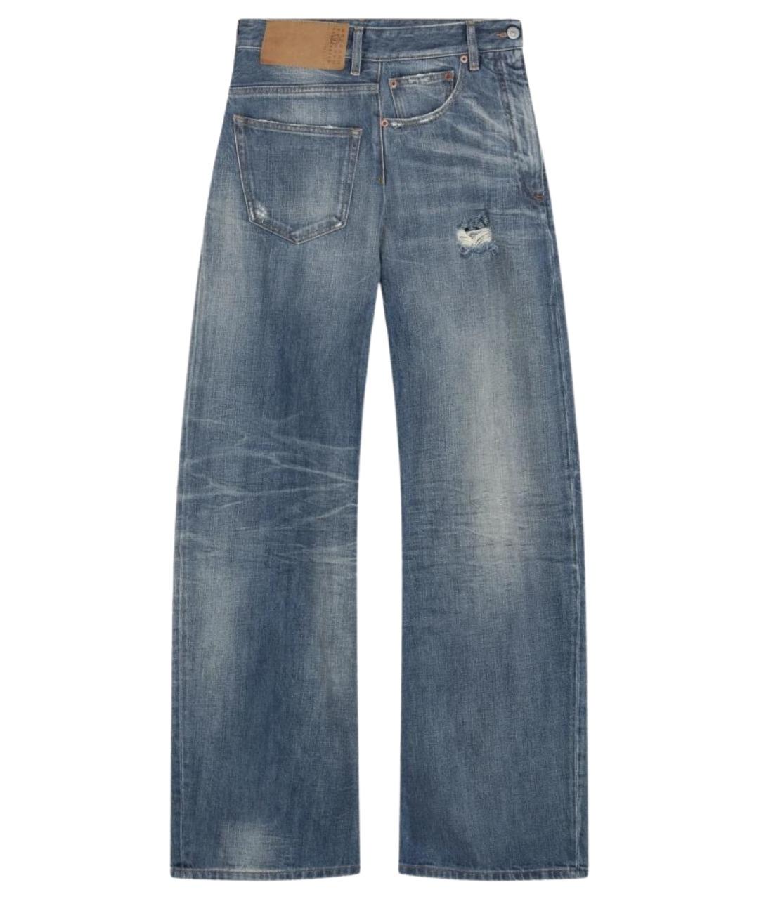 MM6 MAISON MARGIELA Синие хлопковые прямые джинсы, фото 1