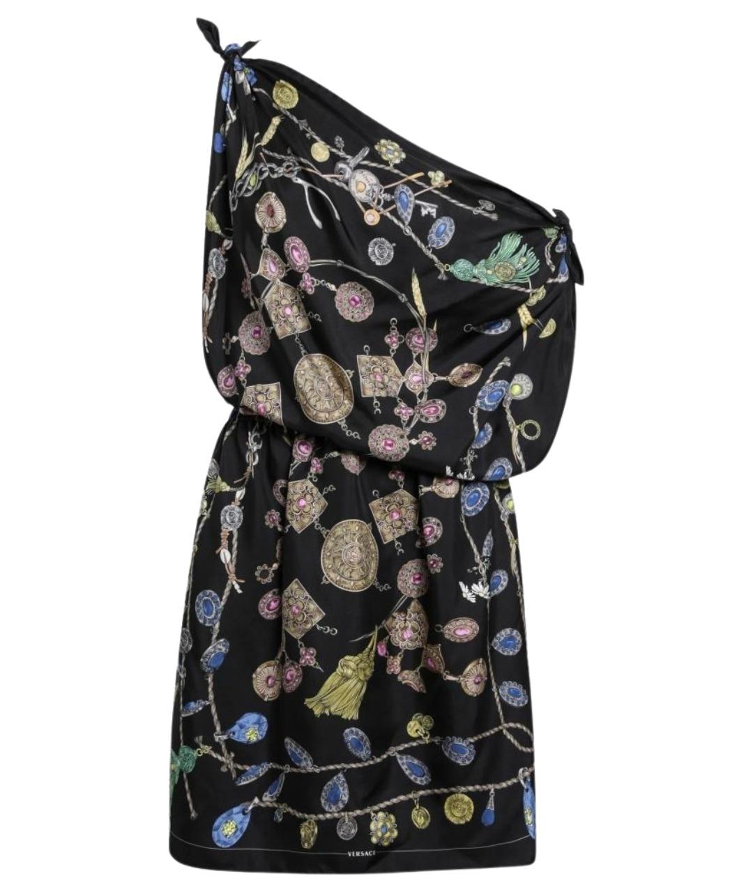 VERSACE Черное шелковое коктейльное платье, фото 1