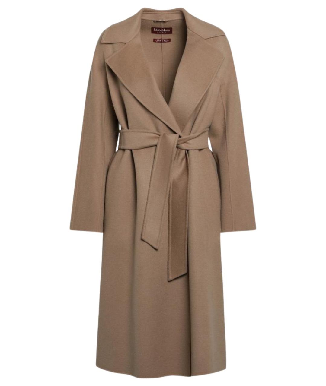 MAX MARA STUDIO Коричневое шерстяное пальто, фото 1
