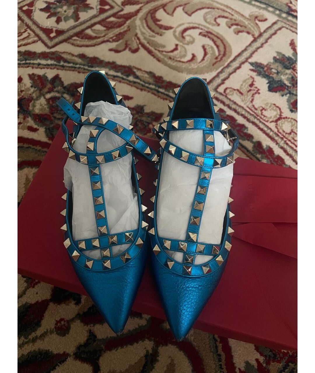 VALENTINO Синие кожаные балетки, фото 6