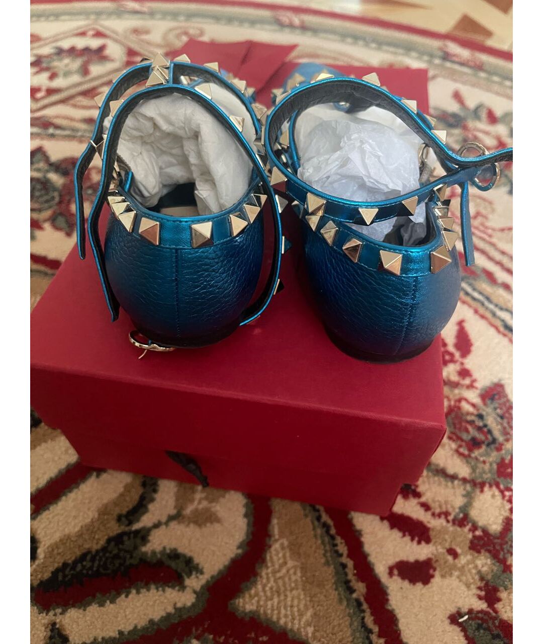 VALENTINO Синие кожаные балетки, фото 3