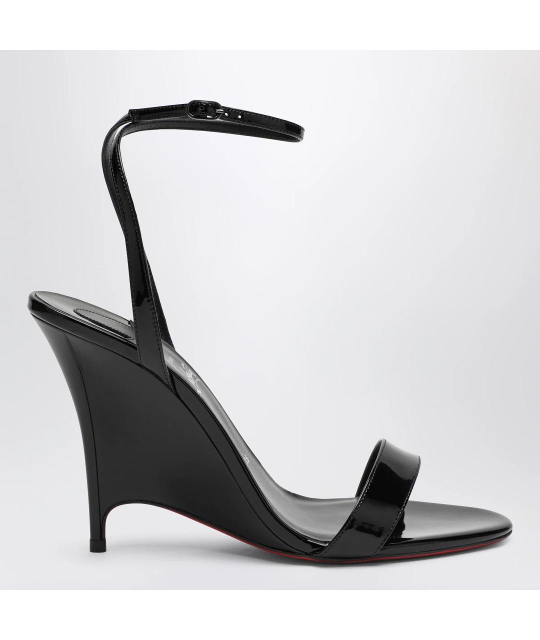 CHRISTIAN LOUBOUTIN Черные босоножки из лакированной кожи, фото 3