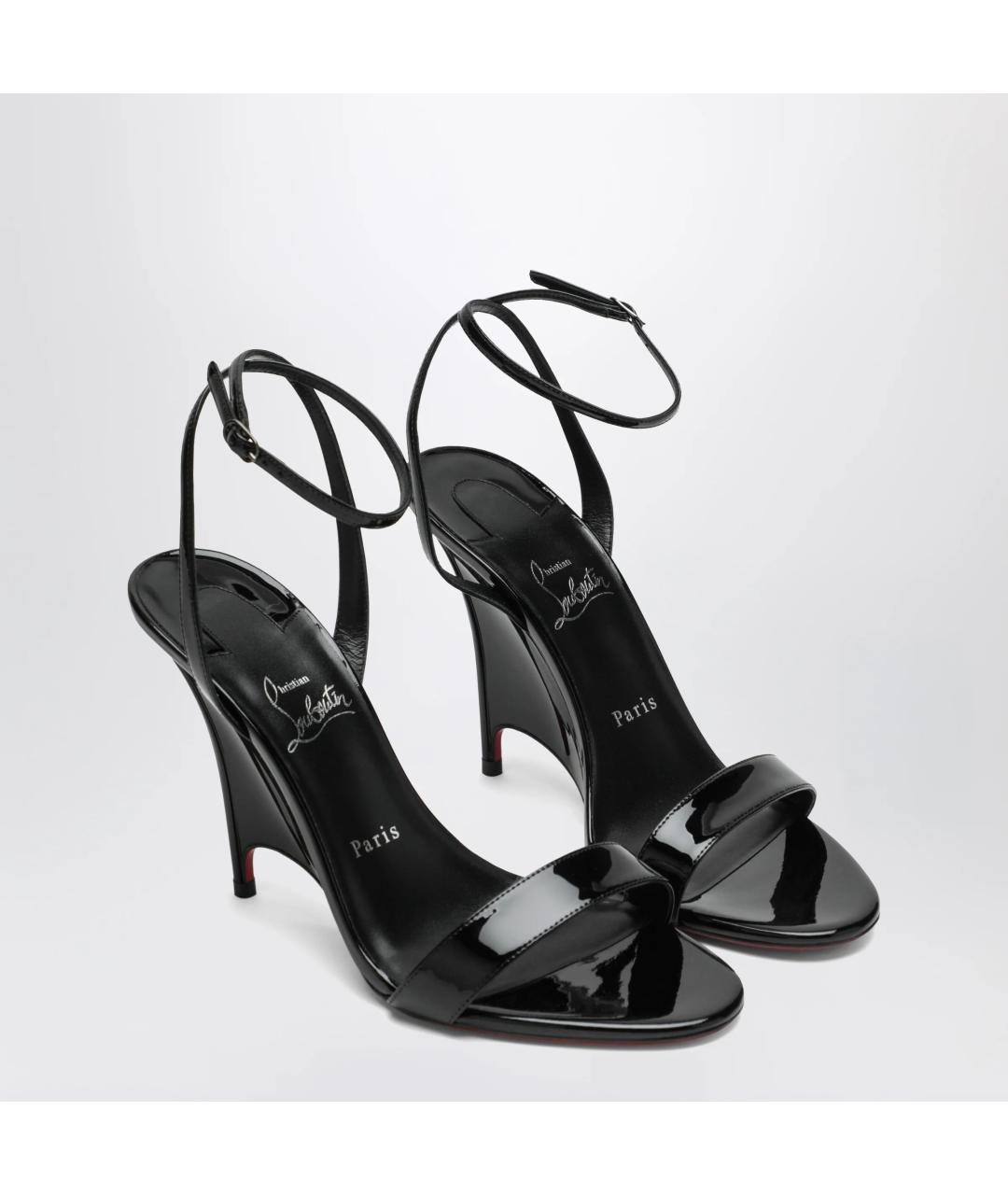 CHRISTIAN LOUBOUTIN Черные босоножки из лакированной кожи, фото 2