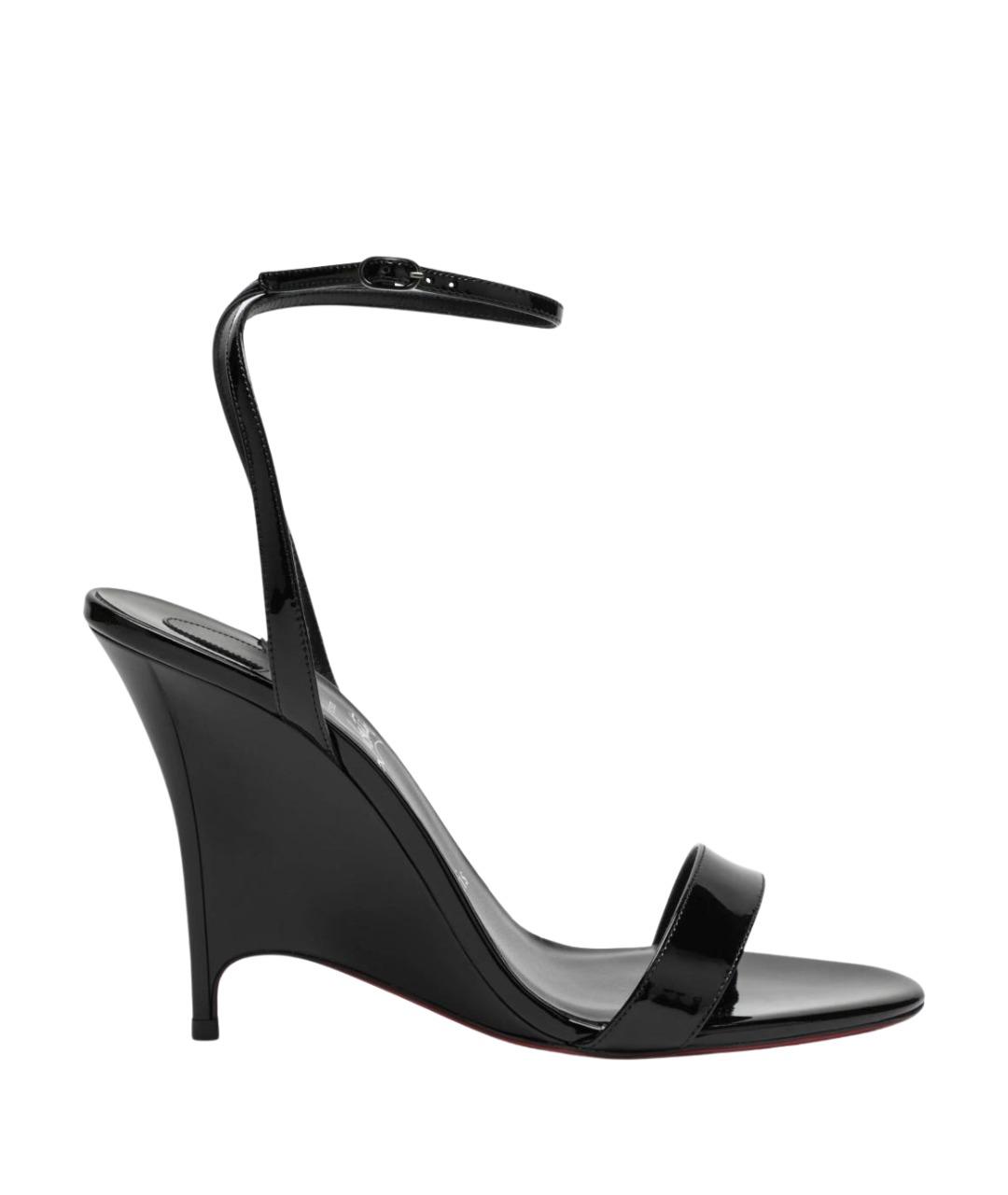 CHRISTIAN LOUBOUTIN Черные босоножки из лакированной кожи, фото 1