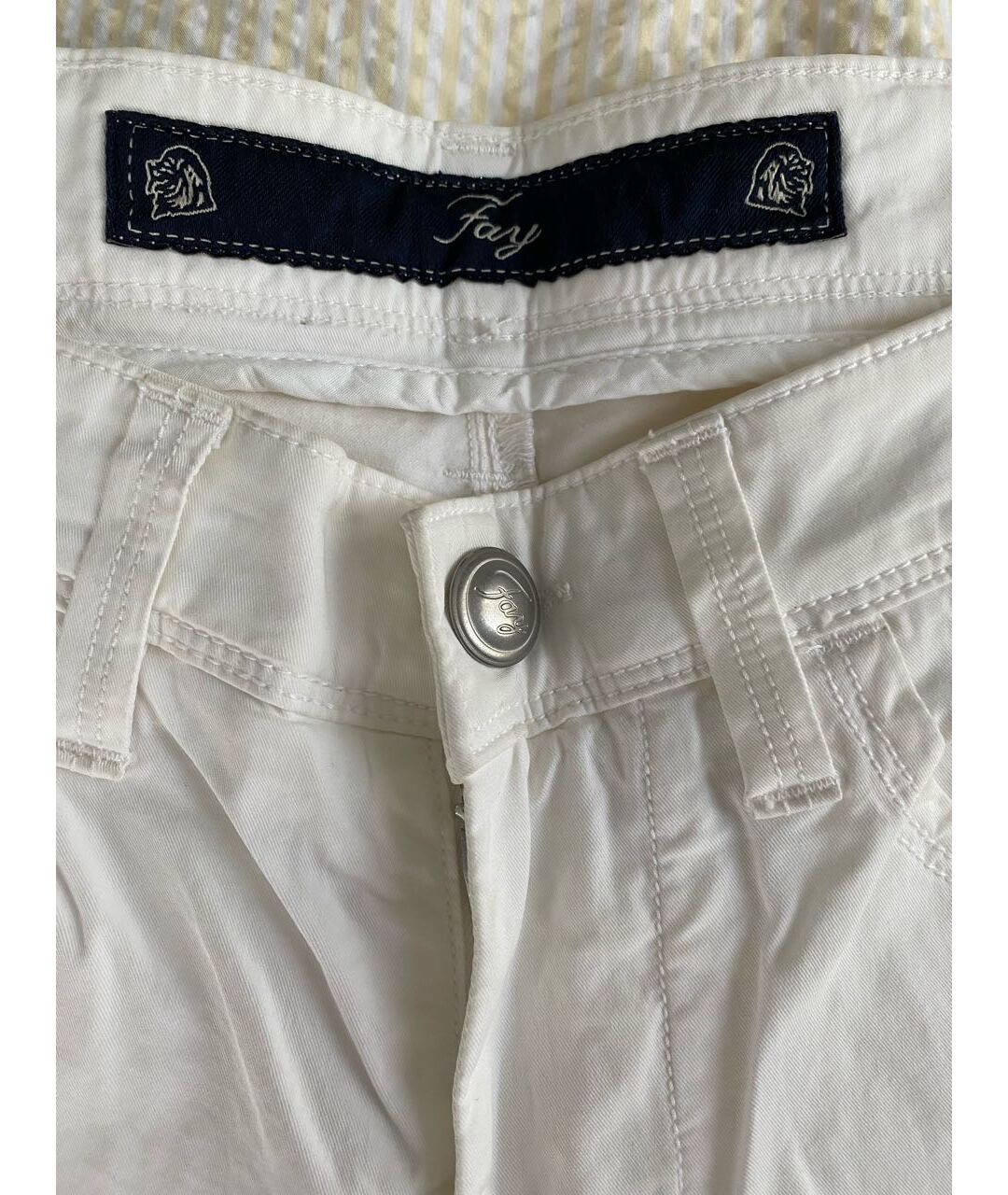 FAY Белые хлопко-эластановые повседневные брюки, фото 2