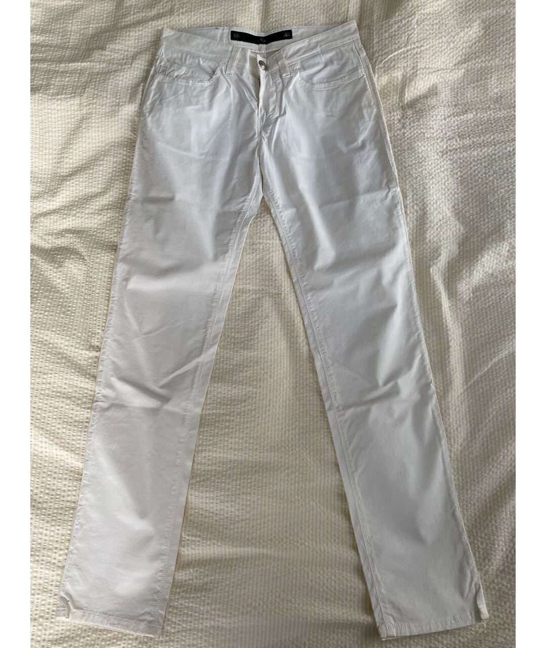 FAY Белые хлопко-эластановые повседневные брюки, фото 7