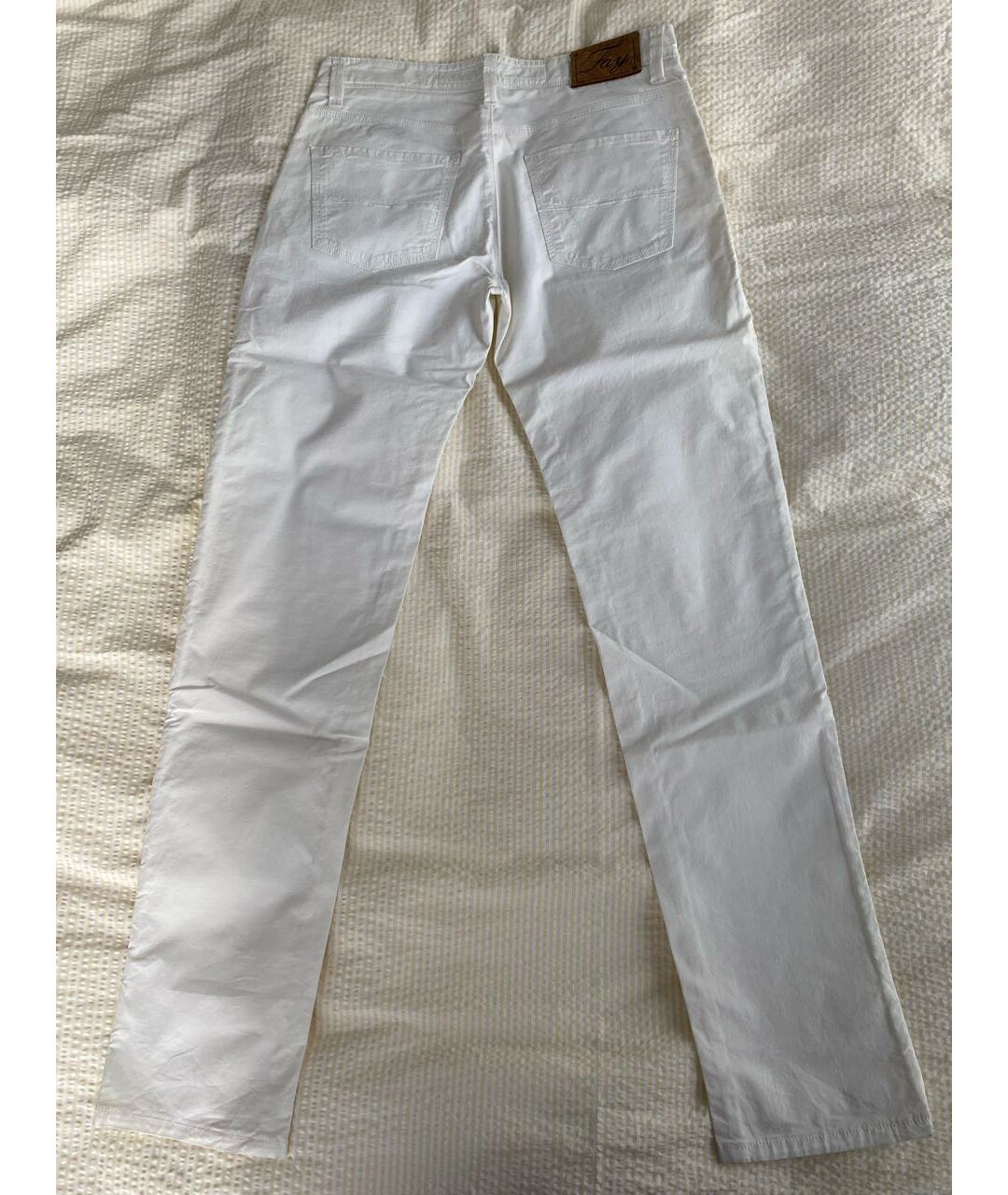 FAY Белые хлопко-эластановые повседневные брюки, фото 3