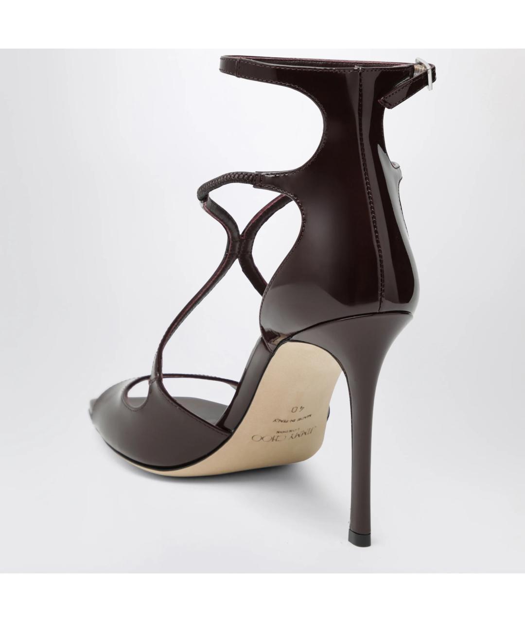JIMMY CHOO Бордовые босоножки из лакированной кожи, фото 2