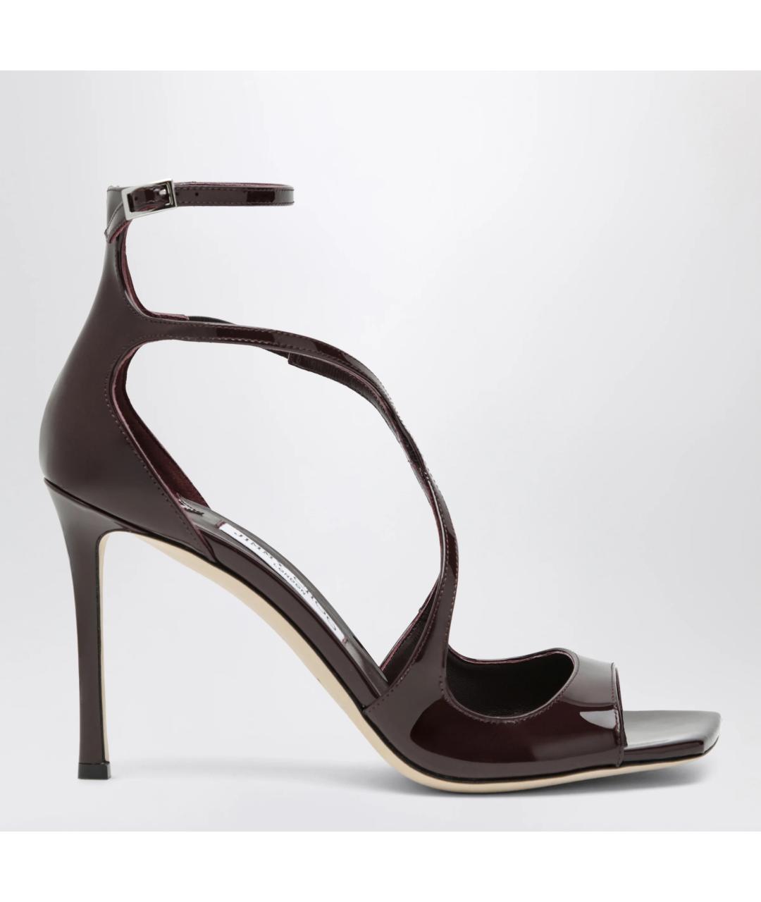 JIMMY CHOO Бордовые босоножки из лакированной кожи, фото 3