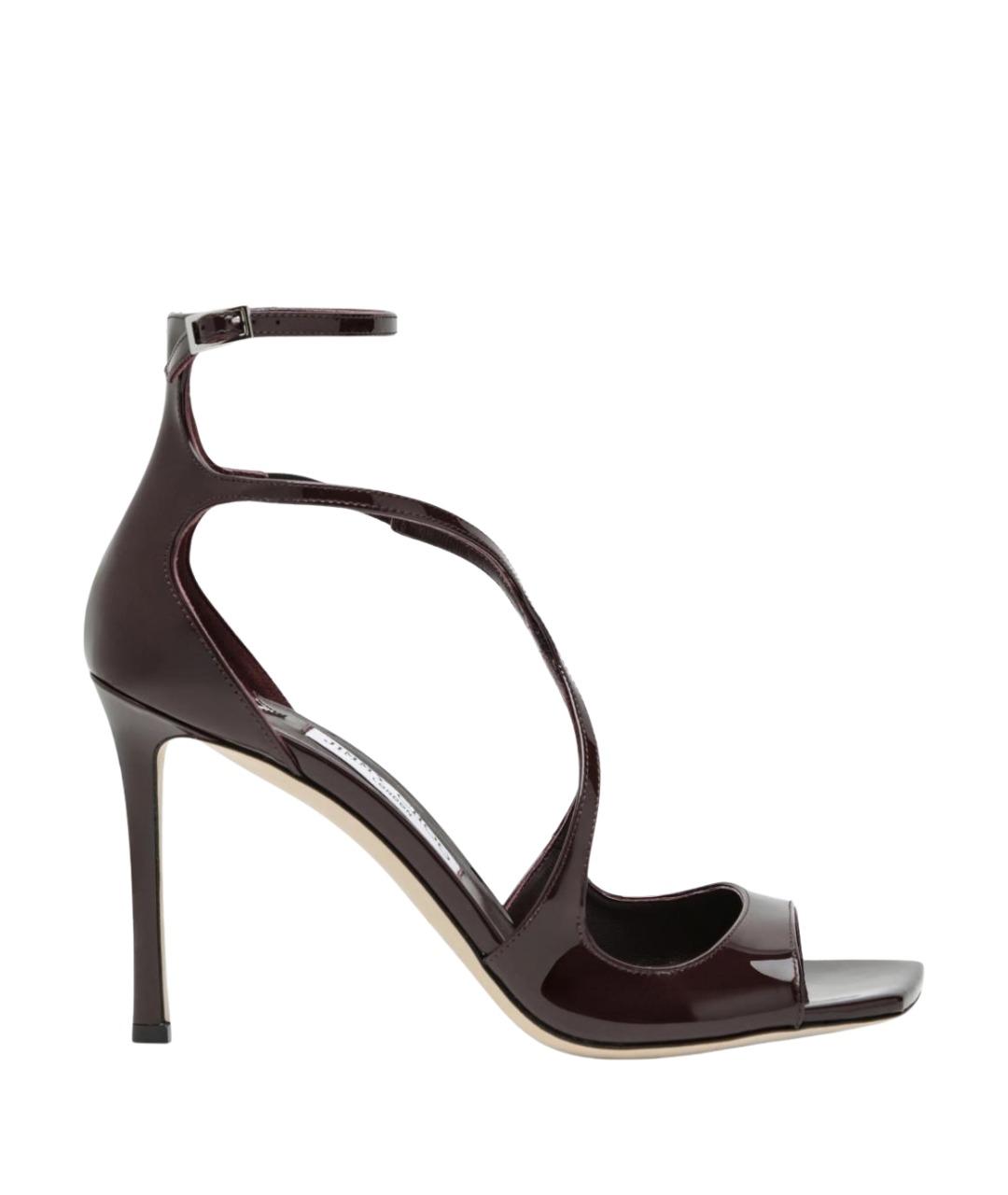 JIMMY CHOO Бордовые босоножки из лакированной кожи, фото 1