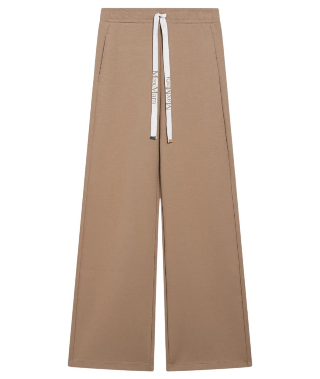 'S MAX MARA Коричневые хлопковые прямые брюки, фото 1
