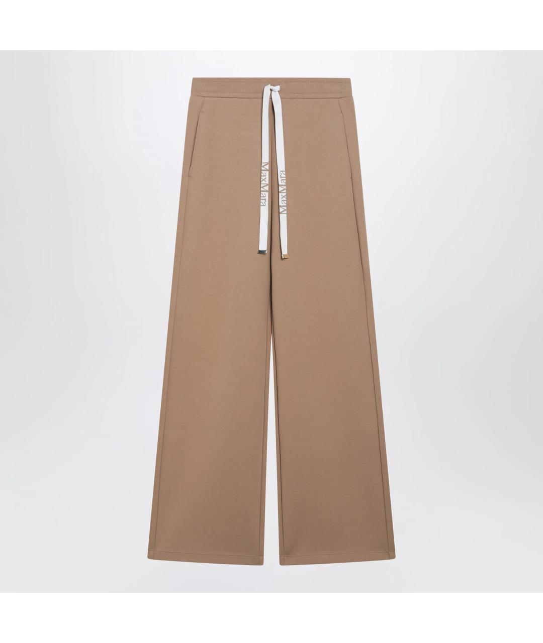 'S MAX MARA Коричневые хлопковые прямые брюки, фото 3