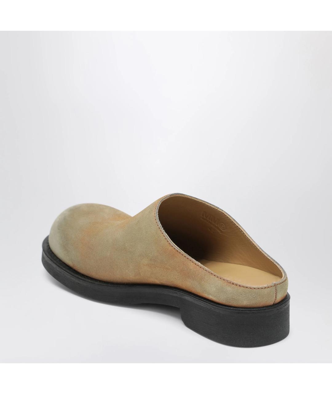 MM6 MAISON MARGIELA Бежевые кожаные низкие ботинки, фото 2