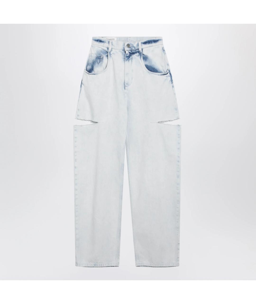 MAISON MARGIELA Голубые хлопковые прямые джинсы, фото 3