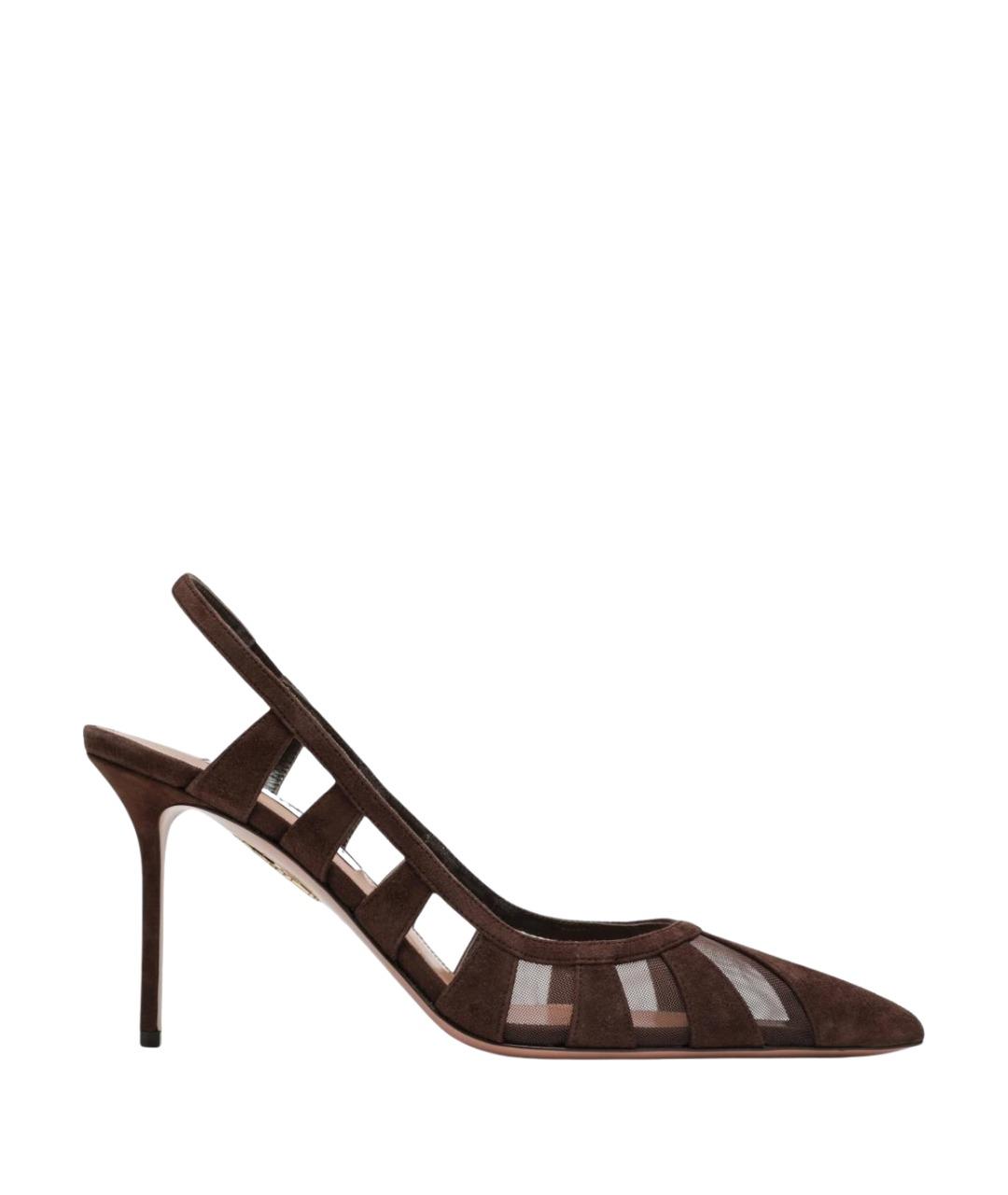 AQUAZZURA Коричневые замшевые туфли, фото 1