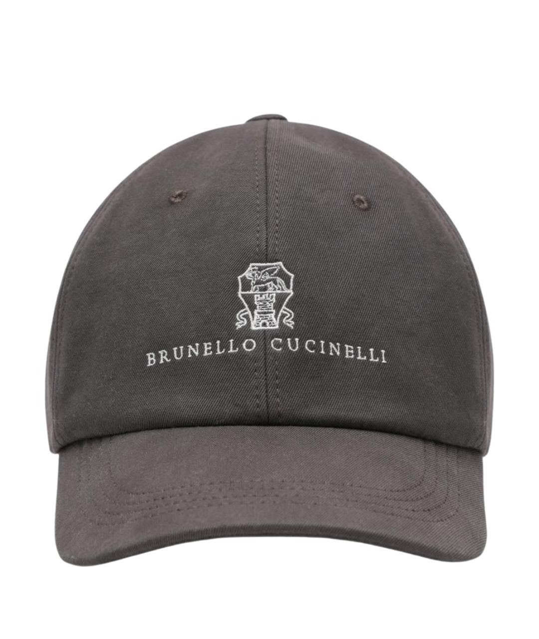 BRUNELLO CUCINELLI Коричневая хлопковая кепка/бейсболка, фото 1