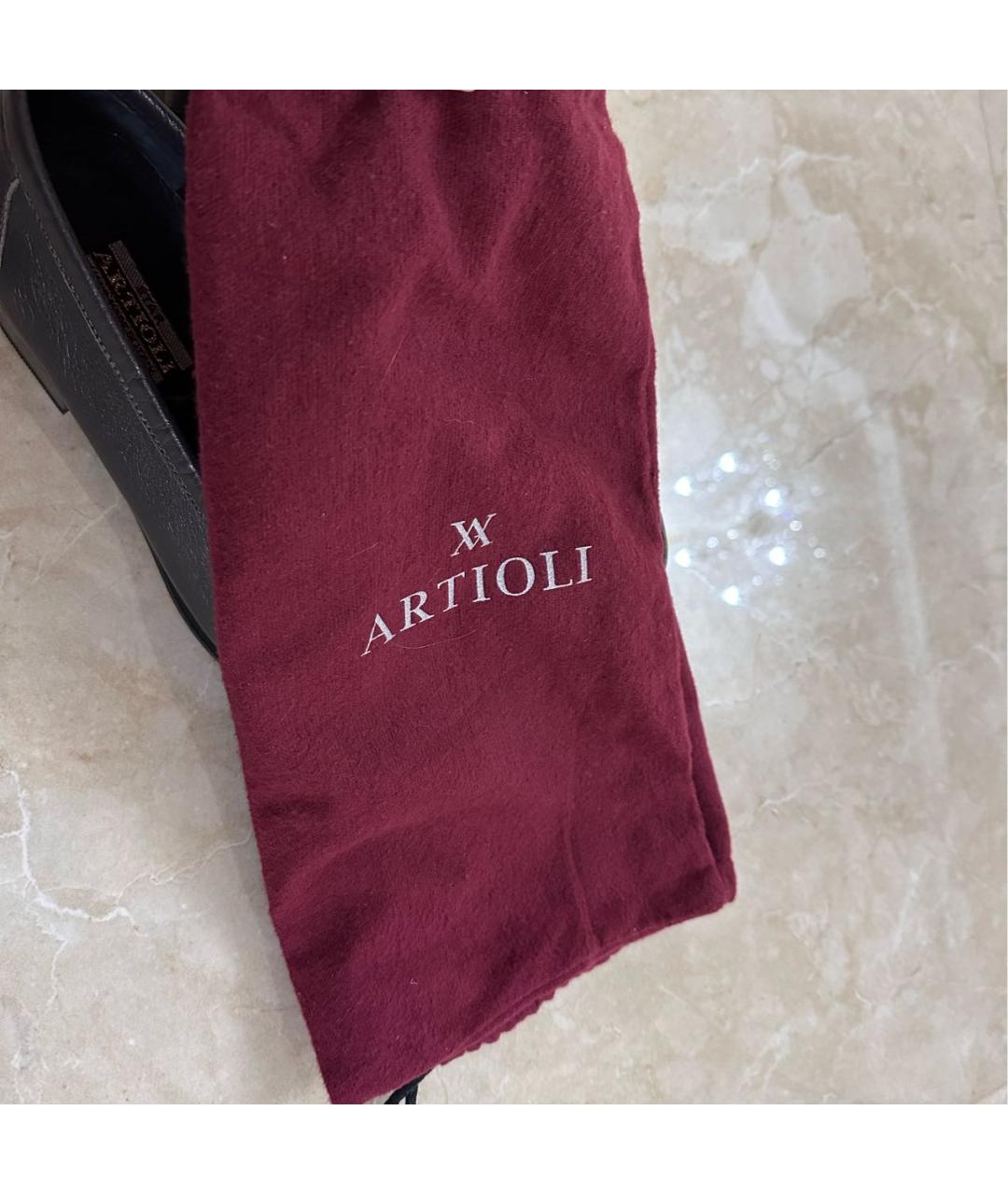 ARTIOLI Антрацитовые кожаные мокасины, фото 6