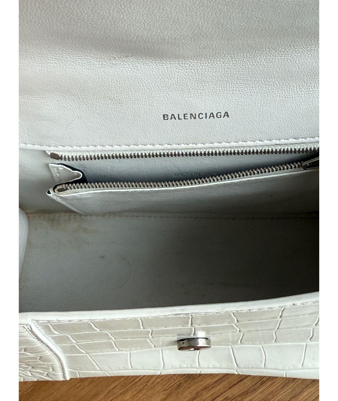 BALENCIAGA Белая кожаная сумка с короткими ручками, фото 4