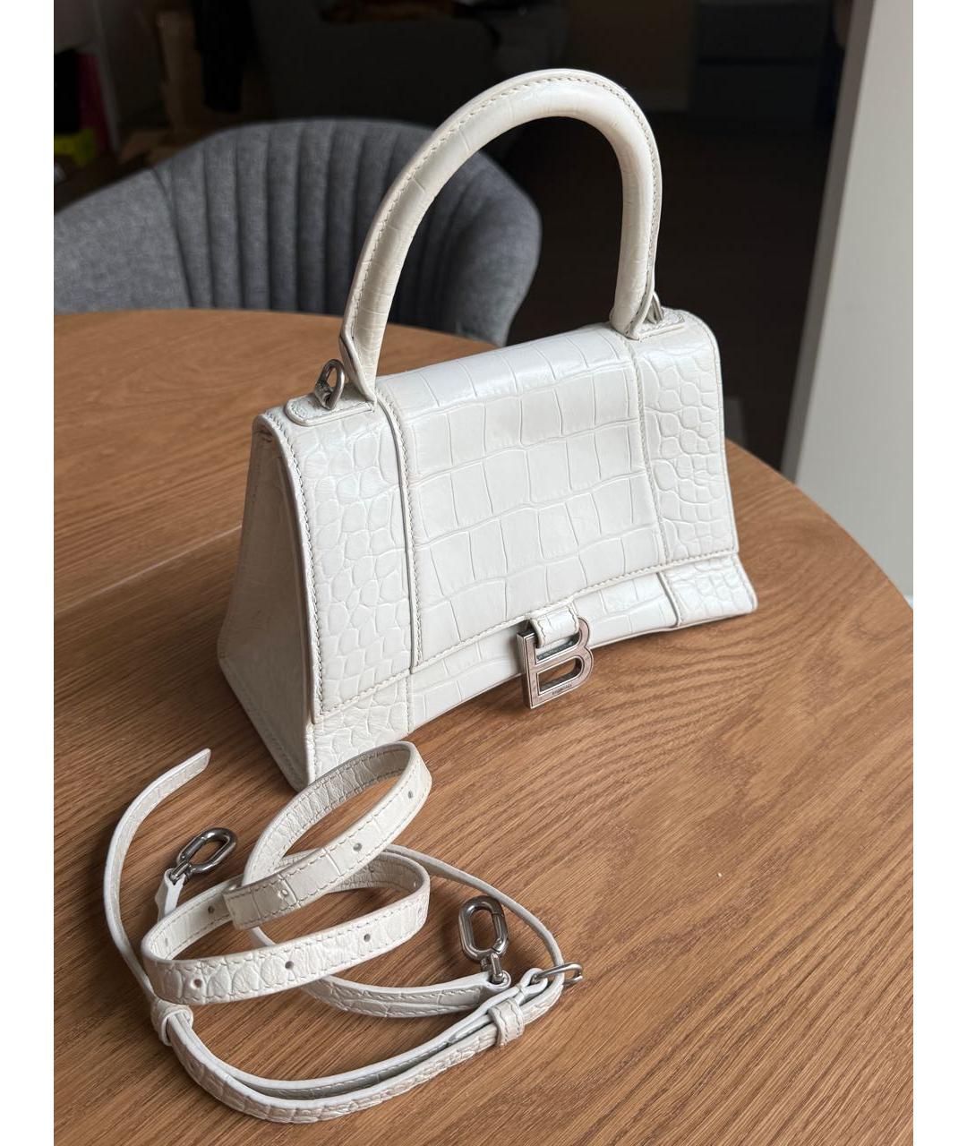 BALENCIAGA Белая кожаная сумка с короткими ручками, фото 7