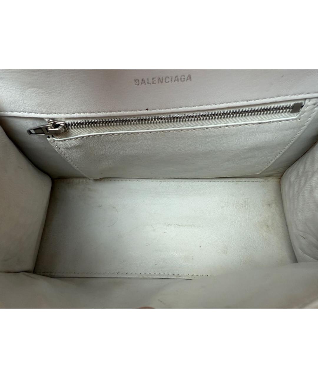BALENCIAGA Белая кожаная сумка с короткими ручками, фото 4
