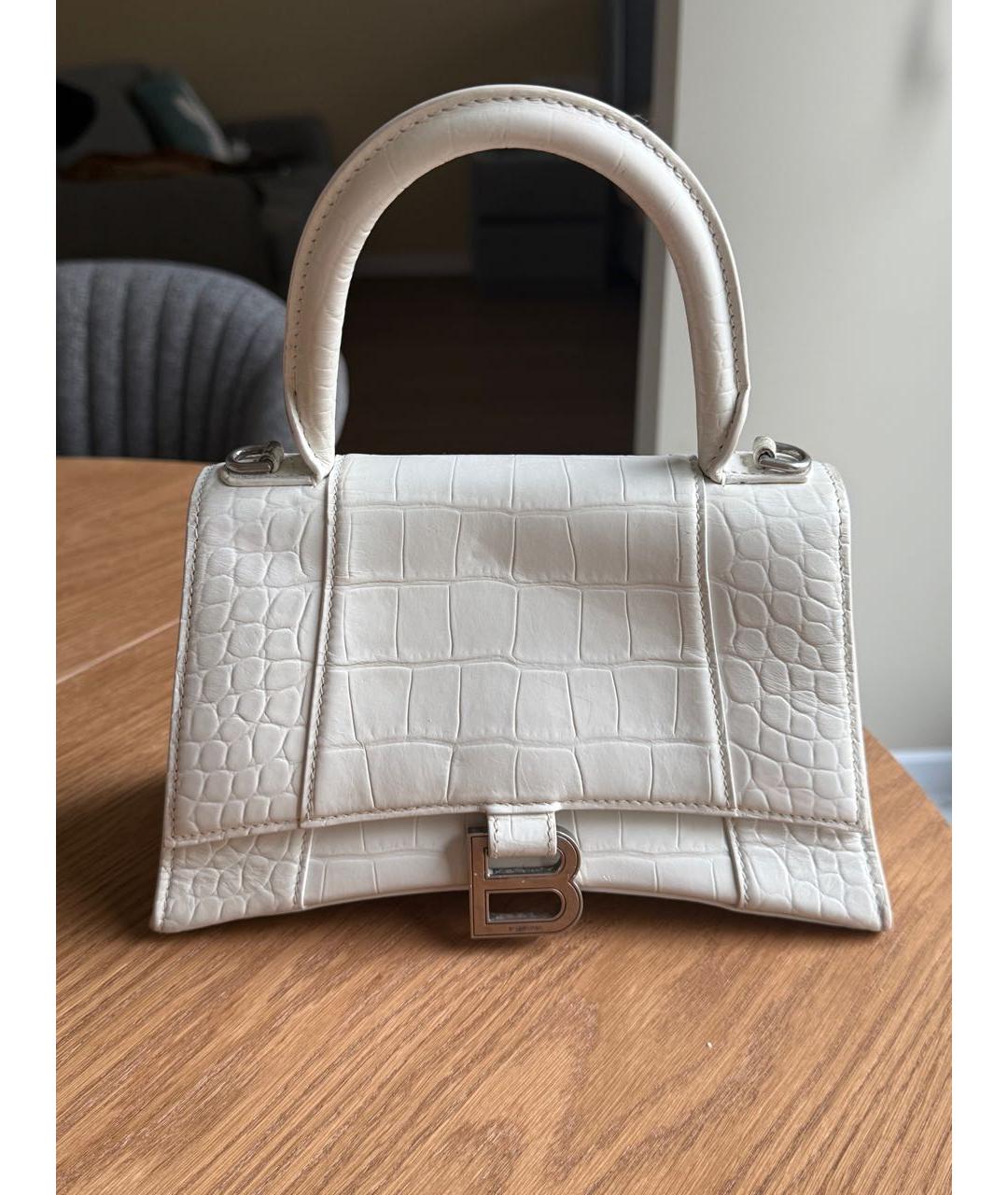BALENCIAGA Белая кожаная сумка с короткими ручками, фото 6