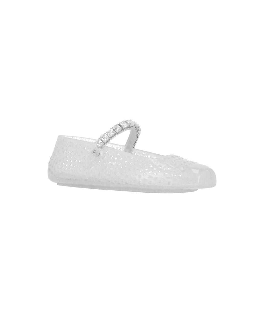 JIMMY CHOO Серебряные текстильные балетки, фото 2